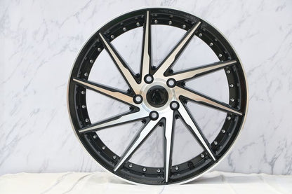E511 Black Machined Face With Silver Rivet 17x8.5 ET35 4.100.114 - Square Set (4 Wheels)