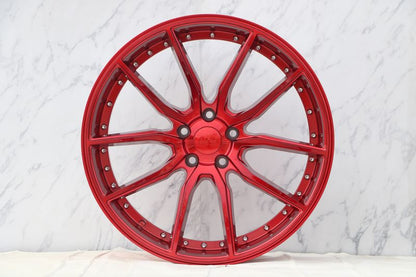 E512 Red Machined Lip With Silver Rivet 20x9.5 ET35 5.114 - Square Set (4 Wheels)