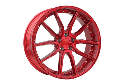 E512 Red Machined Lip w/ Silver Rivet 20x8.5 ET35 5x112 – (Square Set of 4)