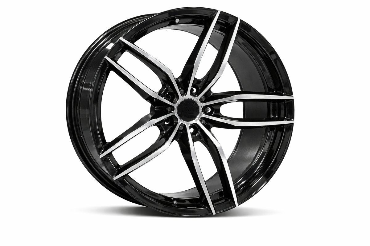 E524 Black Machined Face 19x8.5 ET35 5x112 - Square Set (4 Wheels)