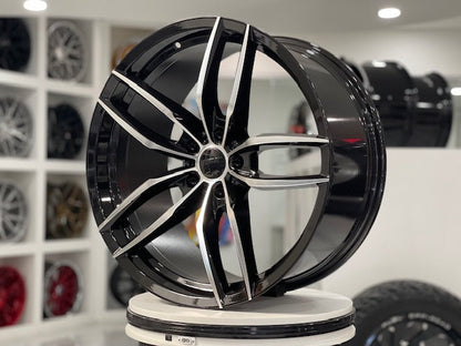 E524 Black Machined Face 20x8.5 ET35 5x112 – (Square Set of 4)