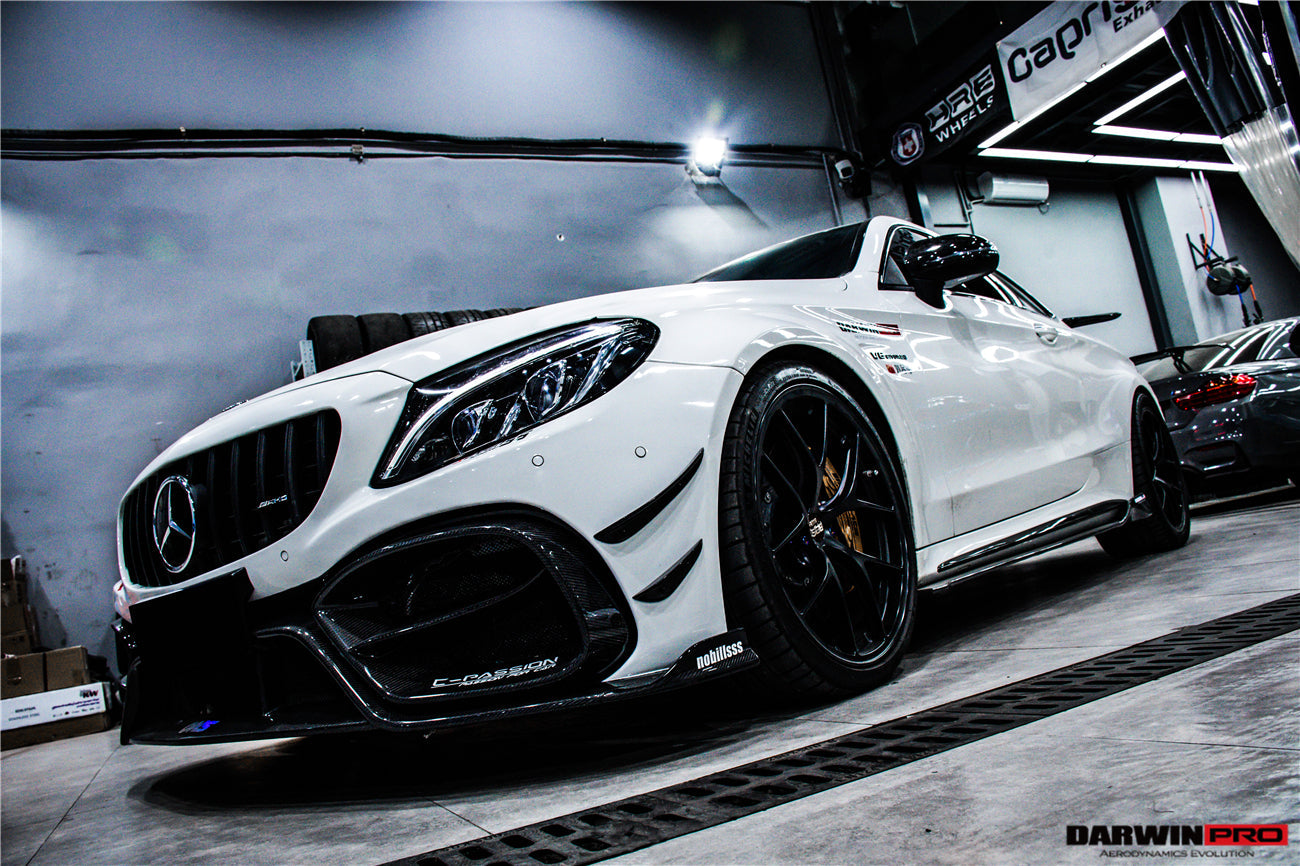 2015-2021 Mercedes Benz W205 C63/S AMG Coupe IMP Performance Partial Carbon Fiber Front Bumper w/ Grill & Canards - DarwinPRO Aerodynamics
