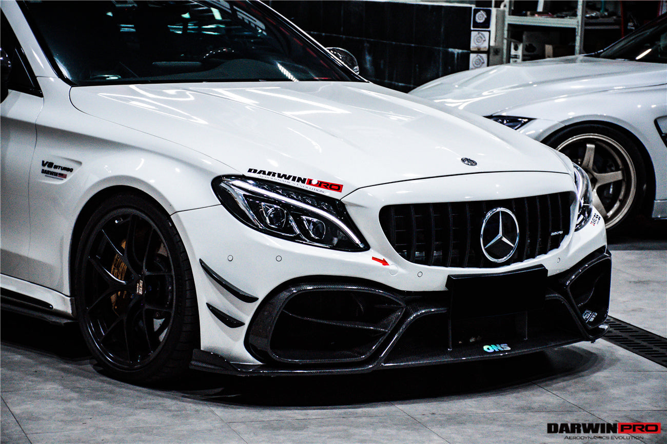 2015-2021 Mercedes Benz W205 C63/S AMG Coupe IMP Performance Partial Carbon Fiber Front Bumper w/ Grill & Canards - DarwinPRO Aerodynamics