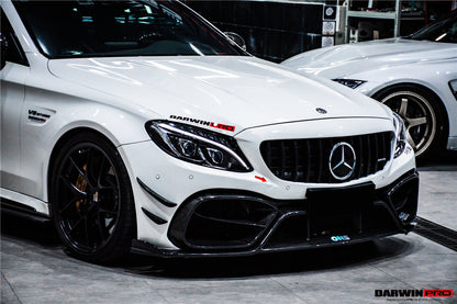 2015-2021 Mercedes Benz W205 C63/S AMG Coupe IMP Performance Partial Carbon Fiber Front Bumper w/ Grill & Canards - DarwinPRO Aerodynamics