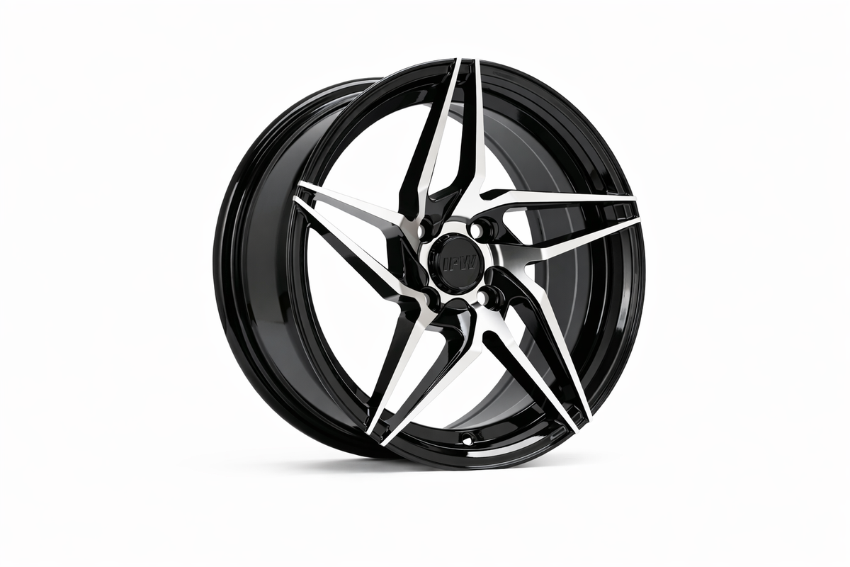 E563 Black Machined Face 15x7 4x100 Square Wheels ET35 – Set of 4