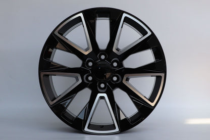 E574 Black Machined Face 22x9 ET24 6.139 – (Square Set of 4)