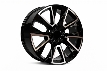 E574 Black Machined Face 22x9 ET24 6.139 – (Square Set of 4)