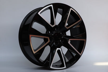 E574 Black Machined Face 22x9 ET24 6.139 – (Square Set of 4)