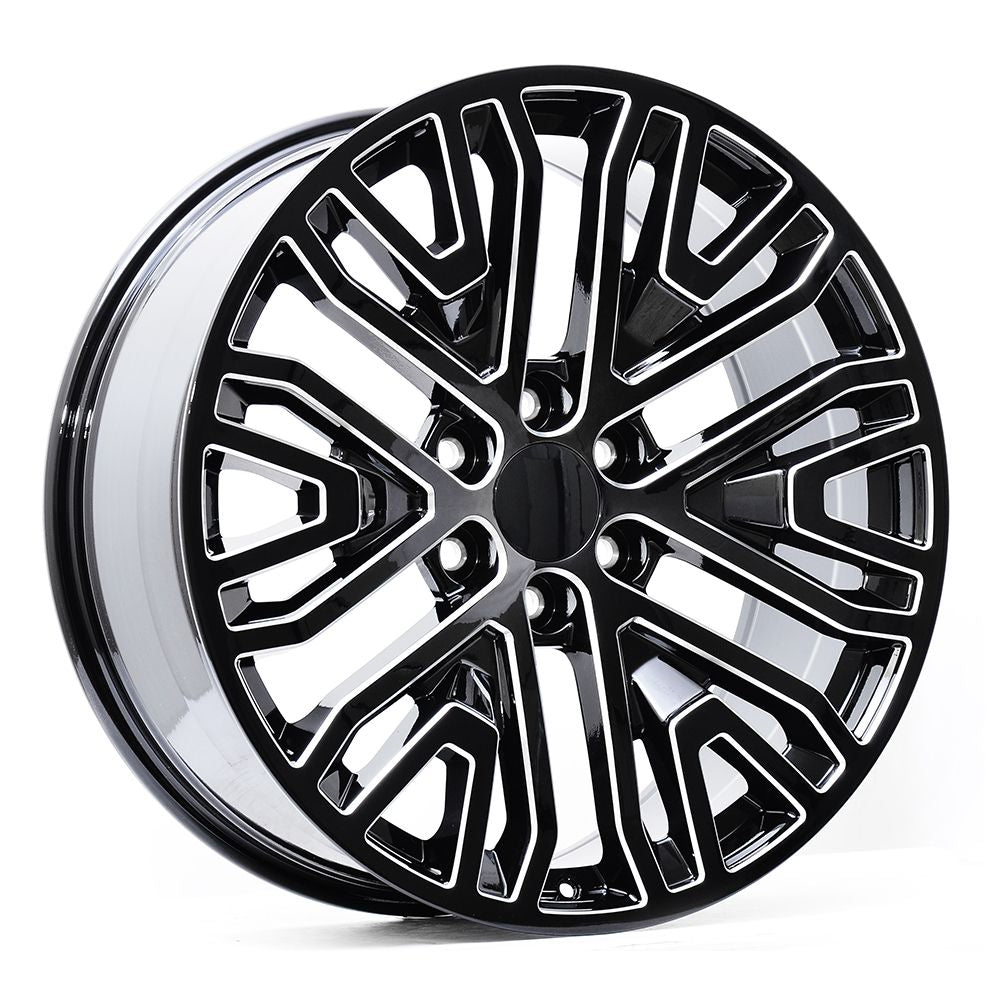 E580 Gloss Black Milled 22x9.0 ET28 6.139 - Square Set (4 Wheels)