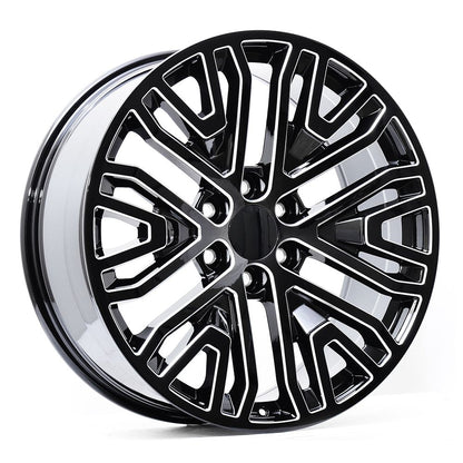 E580 Gloss Black Milled 22x9.0 ET28 6.139 - Square Set (4 Wheels)