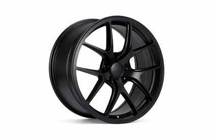 E005 Satin Black 19x8.5 ET35 5x114.3 - Square Set (4 Wheels)