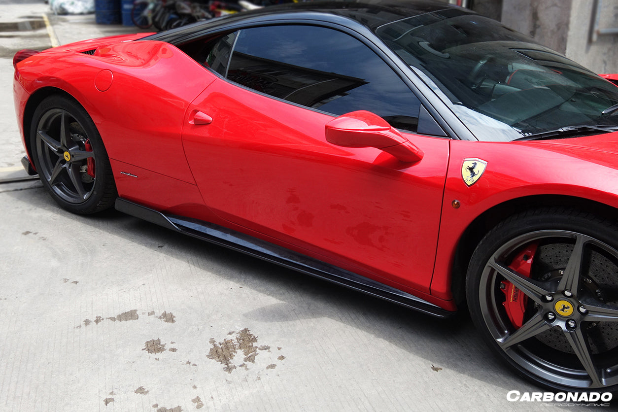 2010-2015 Ferrari 458 Coupe/Spyder AV Style Carbon Fiber Side Skirts Under Board - Carbonado