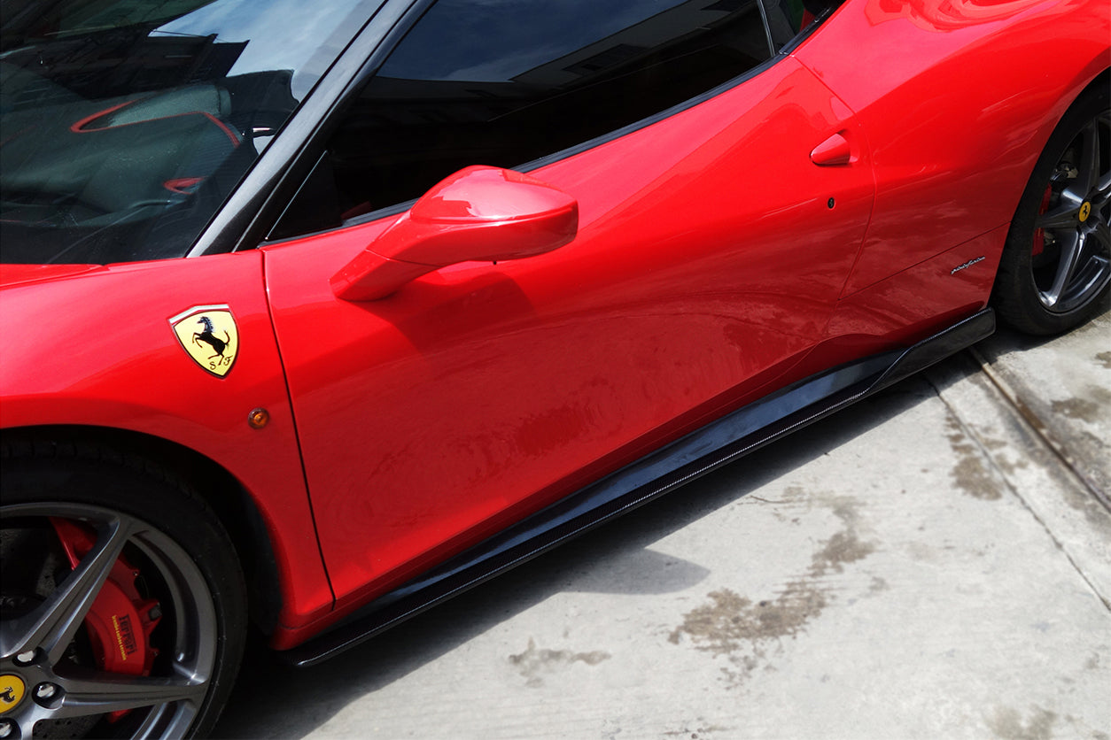 2010-2015 Ferrari 458 Coupe/Spyder AV Style Carbon Fiber Side Skirts Under Board - Carbonado