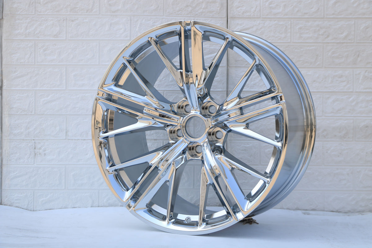 E596 Chrome 20x10 ET23 / 20x11 ET43 5x120 — Staggered Set of 4