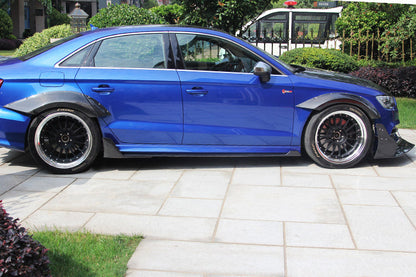 2013-2016 Audi S3/ A3 Sline Sedan BKSS Style Side Skirts w/ Caps - DarwinPRO Aerodynamics