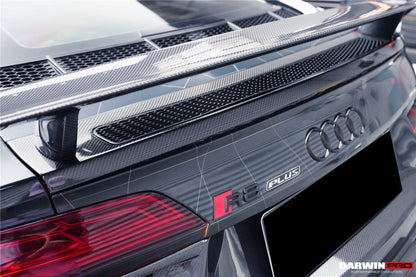 2016-2019 Audi R8 GEN2 V10 PLUS Coupe ONLY GT Style Carbon Fiber Trunk Wing w/ Base - DarwinPRO Aerodynamics
