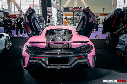2015-2020 McLaren 540C/570S/570GT 600LT-Style Partial Carbon Fiber Rear Bumper with Diffuser  and Trunk Spoiler and Engine Trunk and Exhaust - DarwinPRO Aerodynamics