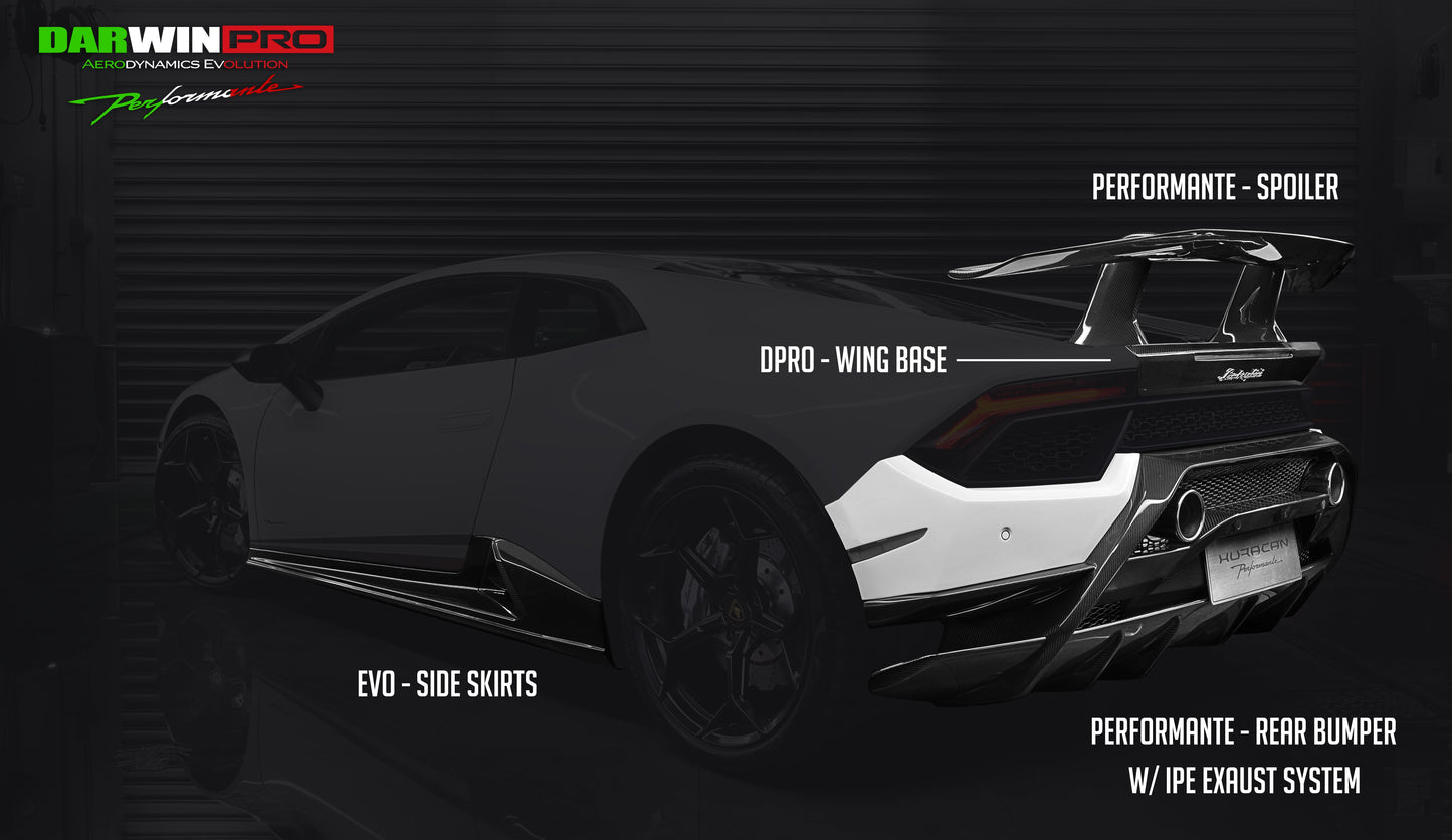2015-2020 Lamborghini Huracan LP610/LP580 Performante Style Partial Carbon Fiber Aero - Full Kit - DarwinPRO Aerodynamics
