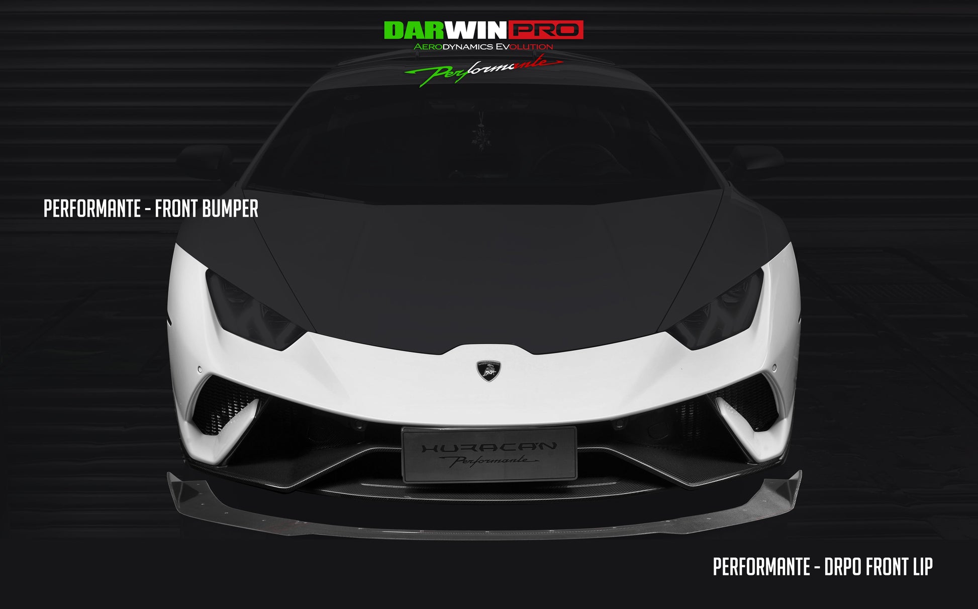 2015-2020 Lamborghini Huracan LP610/LP580/EVO BKSS Style Partial Carbon Front Bumper w/ Lip - DarwinPRO Aerodynamics