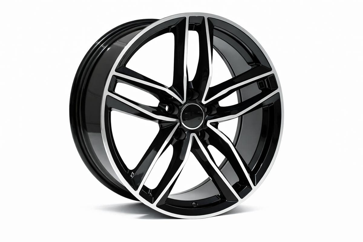 E627 Black Machined Face 18x8 5x112/5x114.3 Square Wheels ET35 – Set of 4