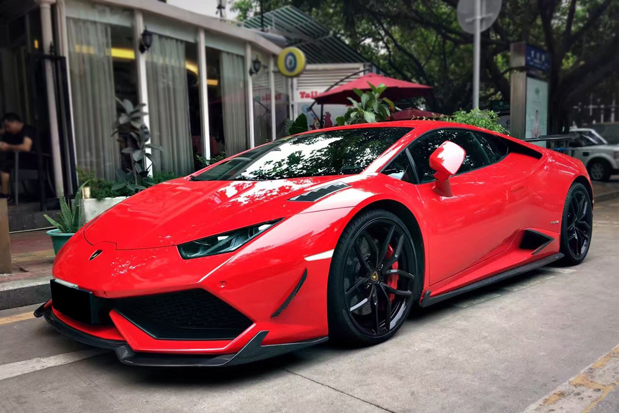 2015-2020 Lamborghini Huracan LP610 RZS Style Front Bumper Carbon Fiber Canard - Carbonado