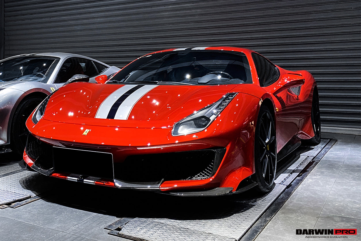 2018-2022 Ferrari 488 Pista Partial Carbon Fiber Front Bumper - DarwinPRO Aerodynamics
