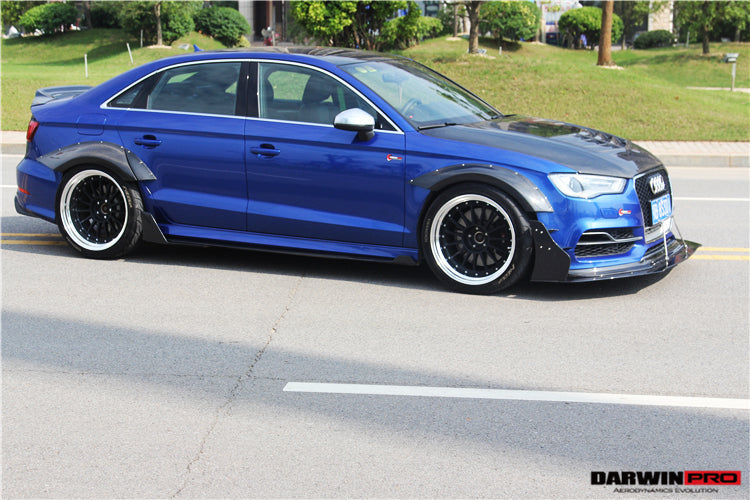 2013-2016 Audi S3/ A3 Sline Sedan BKSS Style Side Skirts w/ Caps - DarwinPRO Aerodynamics