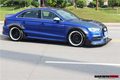 2013-2016 Audi S3/ A3 Sline Sedan BKSS Style Side Skirts w/ Caps - DarwinPRO Aerodynamics