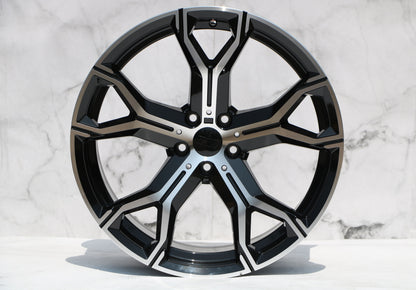 E702 Black Machined Face 20x10.5 ET40 5.120 - Square Set (4 Wheels)