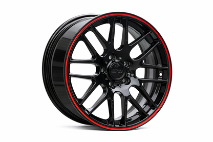 E703 Black With Red Lip 19x9.5 ET35 5.120 - Square Set (4 Wheels)