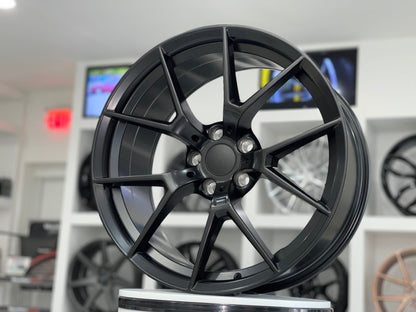 E705 Satin Black 19in Staggered Set 8.5 ET35 / 9.5 ET35 5.120 (4 Wheels)