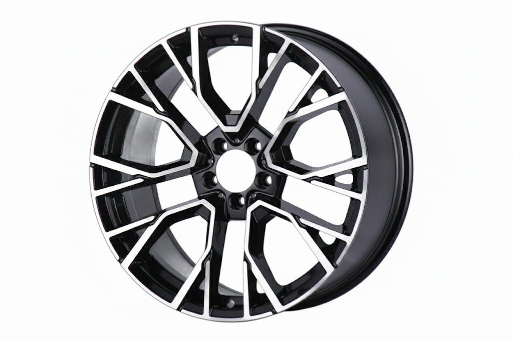 E706 Black Machined Face 22x10.5 ET35 5.120 - Square Set (4 Wheels)