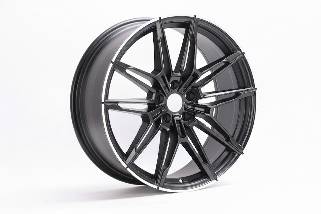 E714 Satin Black Machined Lip 20x9.5 ET40 5x120 – (Square Set of 4)