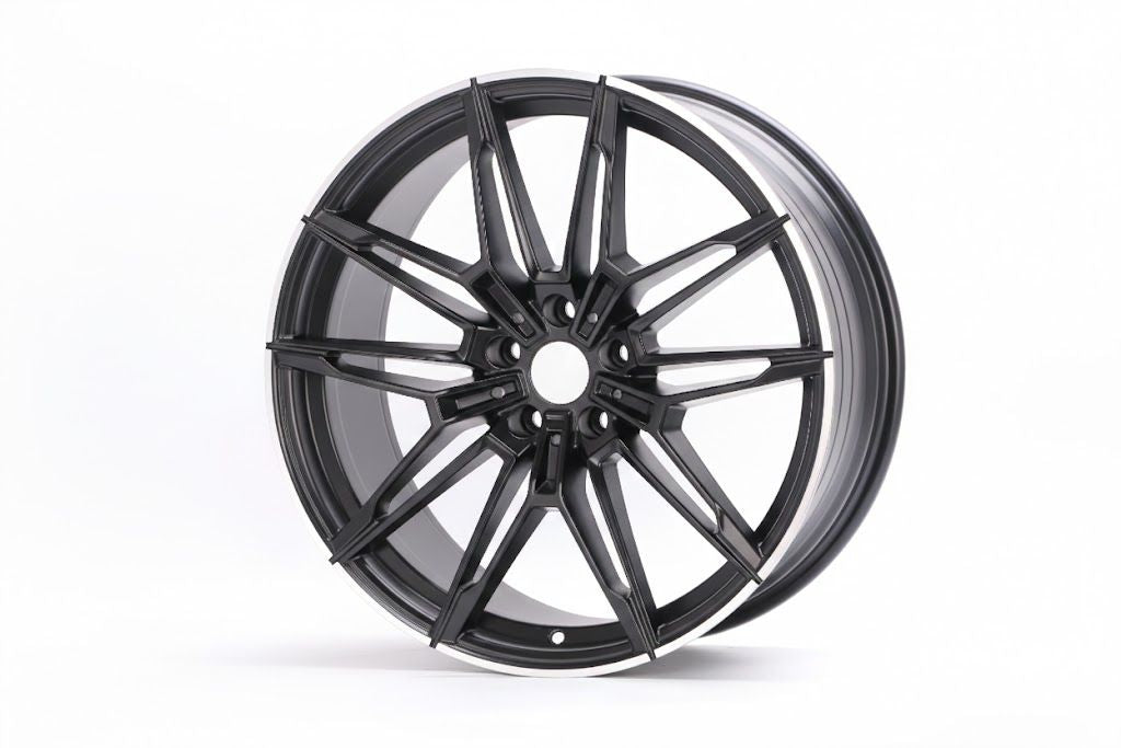 E714 Satin Black Machined Lip 20x9.5 ET40 5x120 – (Square Set of 4)