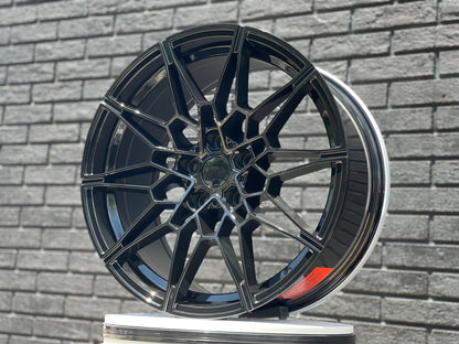 E718 Gloss Black 19x8.0 ET25 5.112 - Square Set (4 Wheels)
