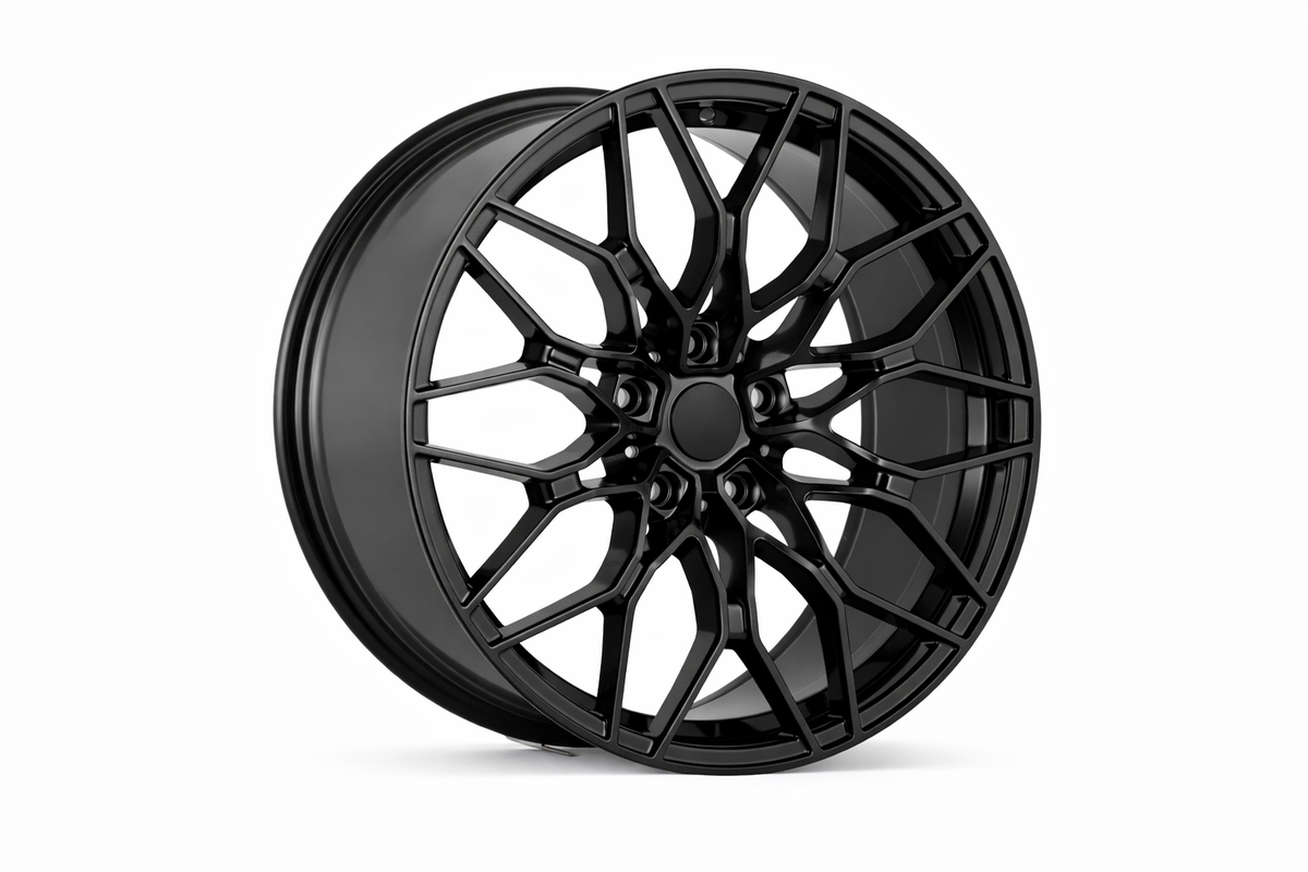 E719 Gloss Black 20x8.5 ET35 / 20x9.5 ET35 5x120 — Staggered Set of 4