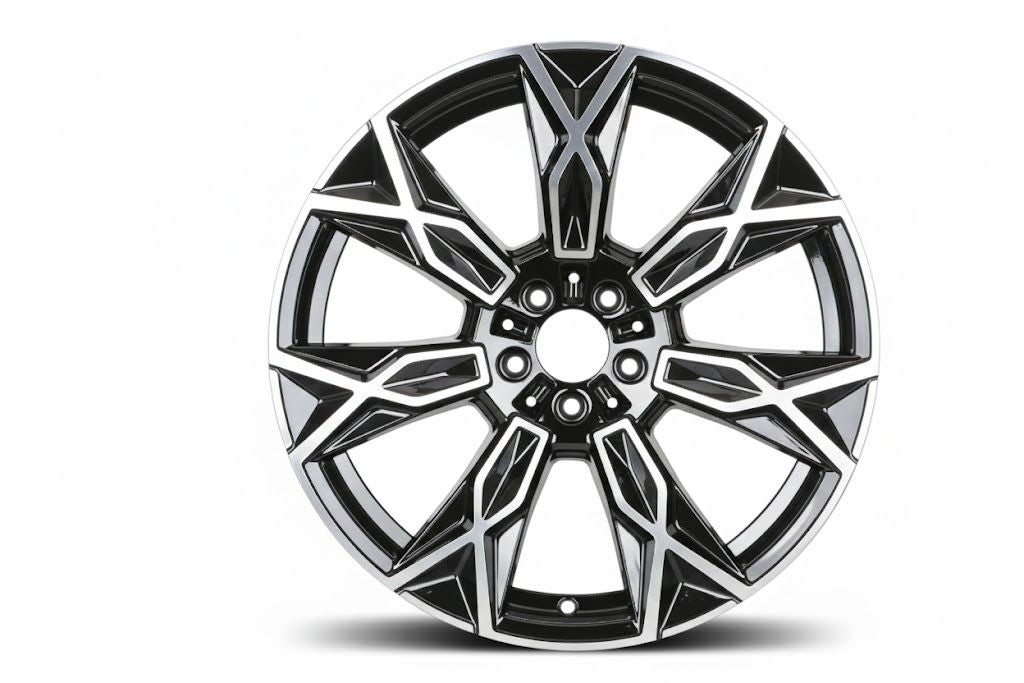 E722 Black Machined Face 20x8.5 ET25 5x112 - Square Set (4 Wheels)