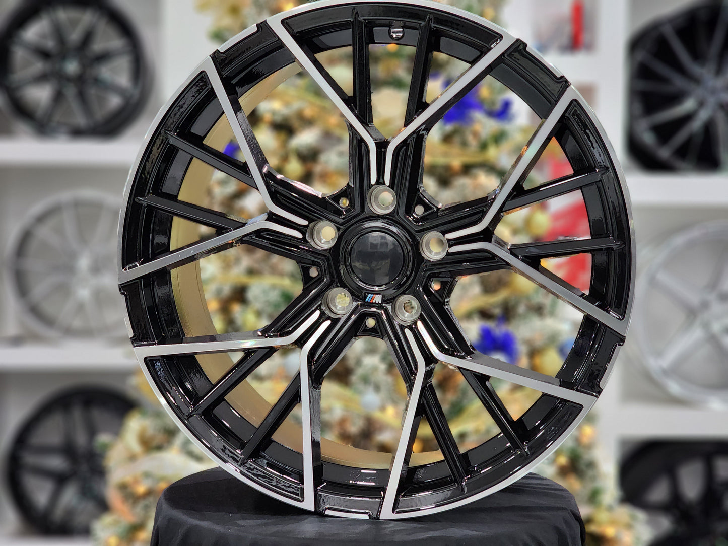 E727 Black Machined Face 19x8.0 ET28 5.112 - Square Set (4 Wheels)