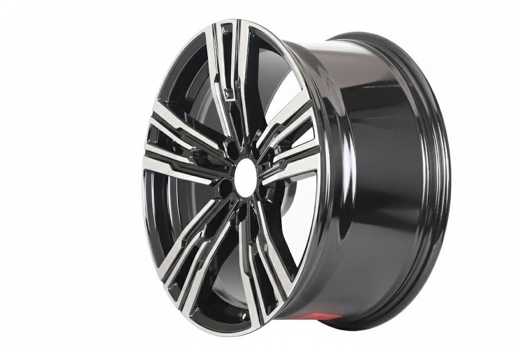 E723 Black Machined Face 20in Staggered Set 8.5 ET25 / 10.0 ET35 5.120 (4 Wheels)