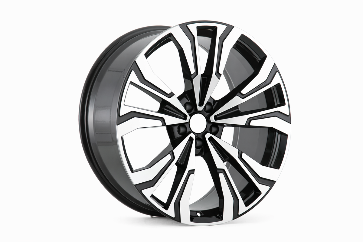 E747 Black Machined Face 22x9.5 ET30 / 22x10.5 ET35 5x112 — Staggered Set of 4