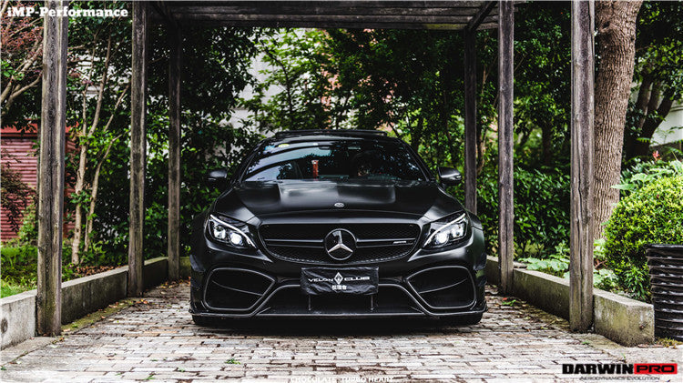 2015-2021 Mercedes Benz W205 C63/S AMG Coupe IMP Performance Partial Carbon Fiber Front Bumper w/ Grill & Canards - DarwinPRO Aerodynamics