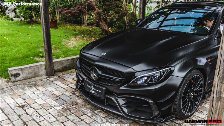 2015-2021 Mercedes Benz W205 C63/S AMG Coupe IMP Performance Partial Carbon Fiber Front Bumper w/ Grill & Canards - DarwinPRO Aerodynamics