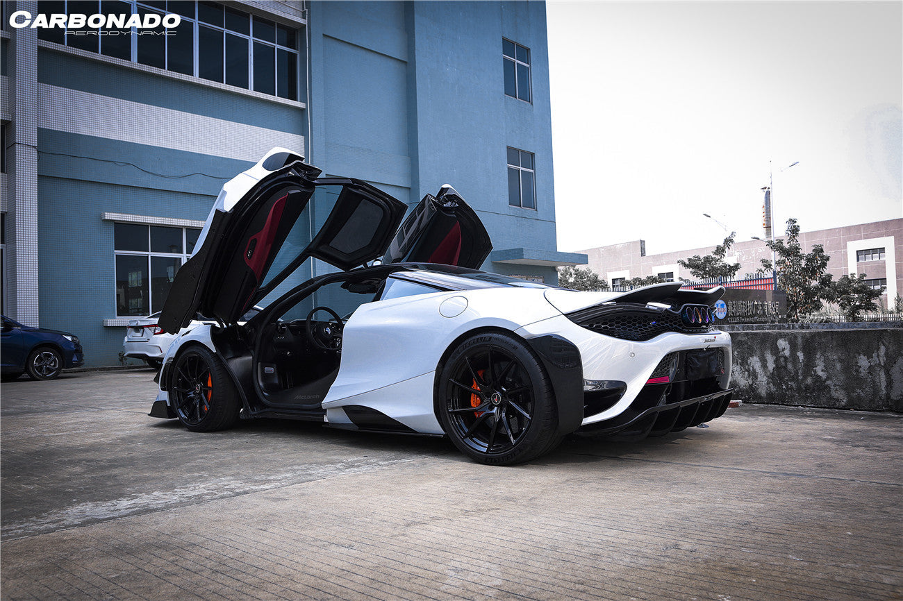 2017-2022 McLaren 720s 765LT-Style Dry Part Carbon Fiber Side Skirts - Carbonado Aero