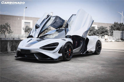 2017-2022 McLaren 720s 765LT-Style Dry Part Carbon Fiber Side Skirts - Carbonado Aero