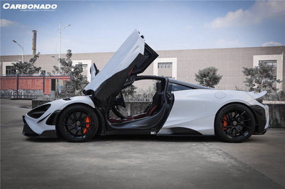 2017-2022 McLaren 720s 765LT-Style Dry Part Carbon Fiber Side Skirts - Carbonado Aero