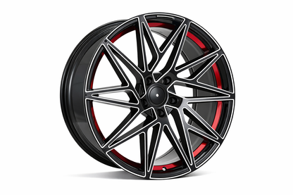 E1505 Black Milled Red Window 20x8.5 ET35 5x114.3 – (Square Set of 4)