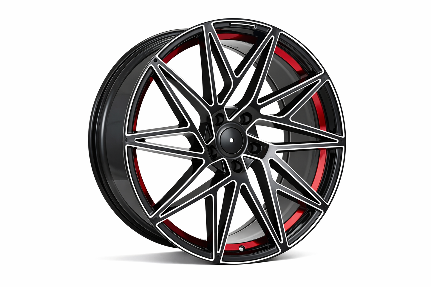 E1505 Black Milled Red Window 20x8.5 ET35 5x112 – (Square Set of 4)