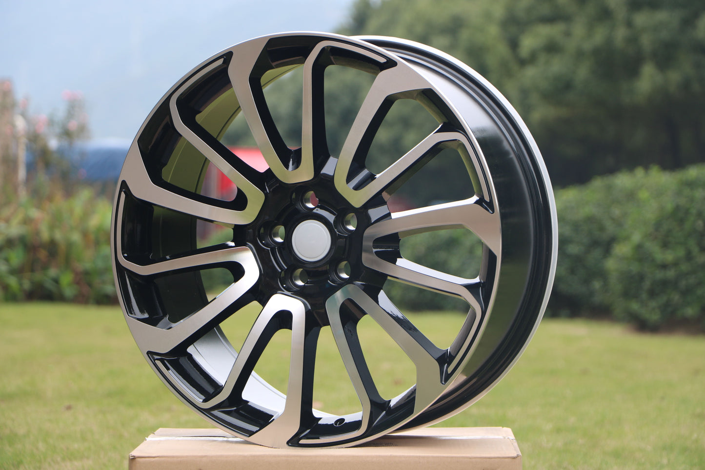 E795 Black Machined Face 22x9.5 ET45 5.120 - Square Set (4 Wheels)