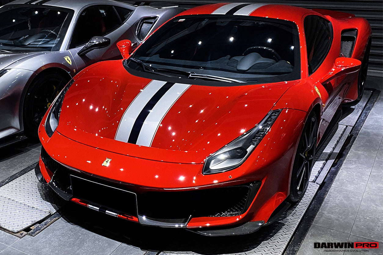 2018-2022 Ferrari 488 Pista Partial Carbon Fiber Front Bumper - DarwinPRO Aerodynamics