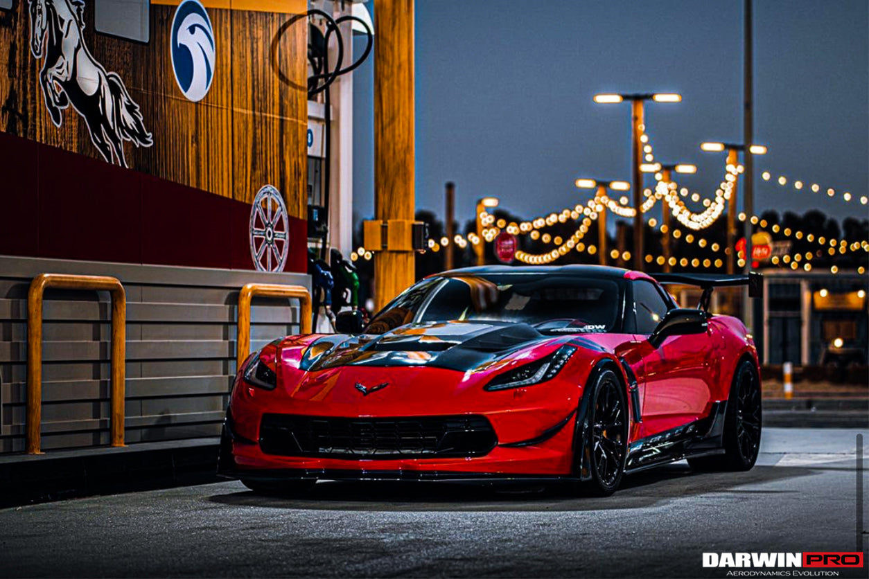 2013-2019 Corvette C7 Z51 Z06 Grandsport Carbon Fiber Front Lip with Caps - DarwinPRO Aerodynamics